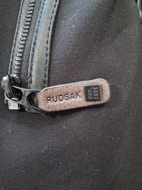 Rudsak Black Asymmetrical Coat with Genuine Leather Sleeves - Picture 13 of 15